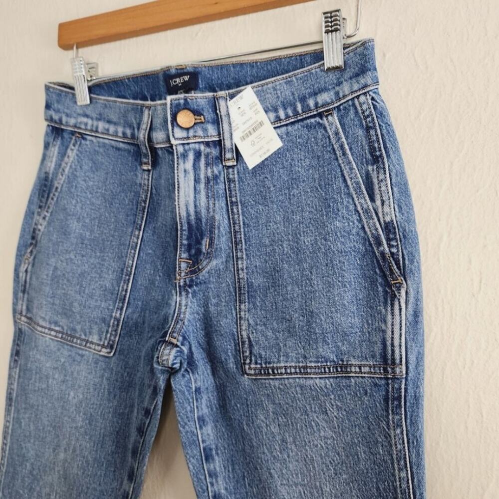 ​J. Crew Utility Jean High Rise Crop Wide Leg Patch Pocket Dark Wash 25P New - Picture 4 of 12